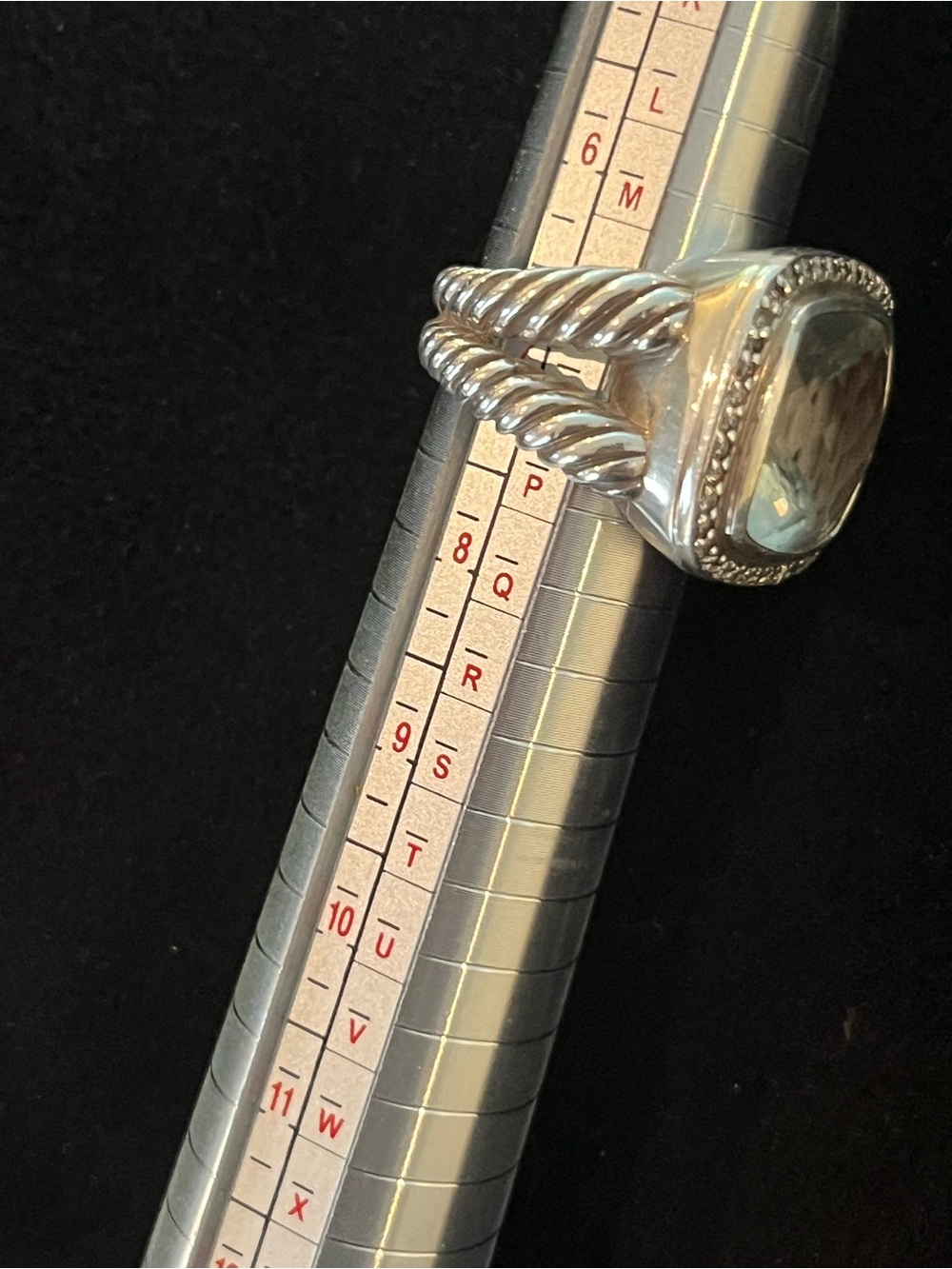 David Yurman Prasiolite & Pave Diamonds 17mm Albion Ring size 7 - Picture 3 of 10